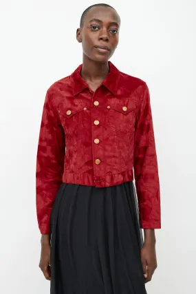 Red Velvet Cropped Jacket