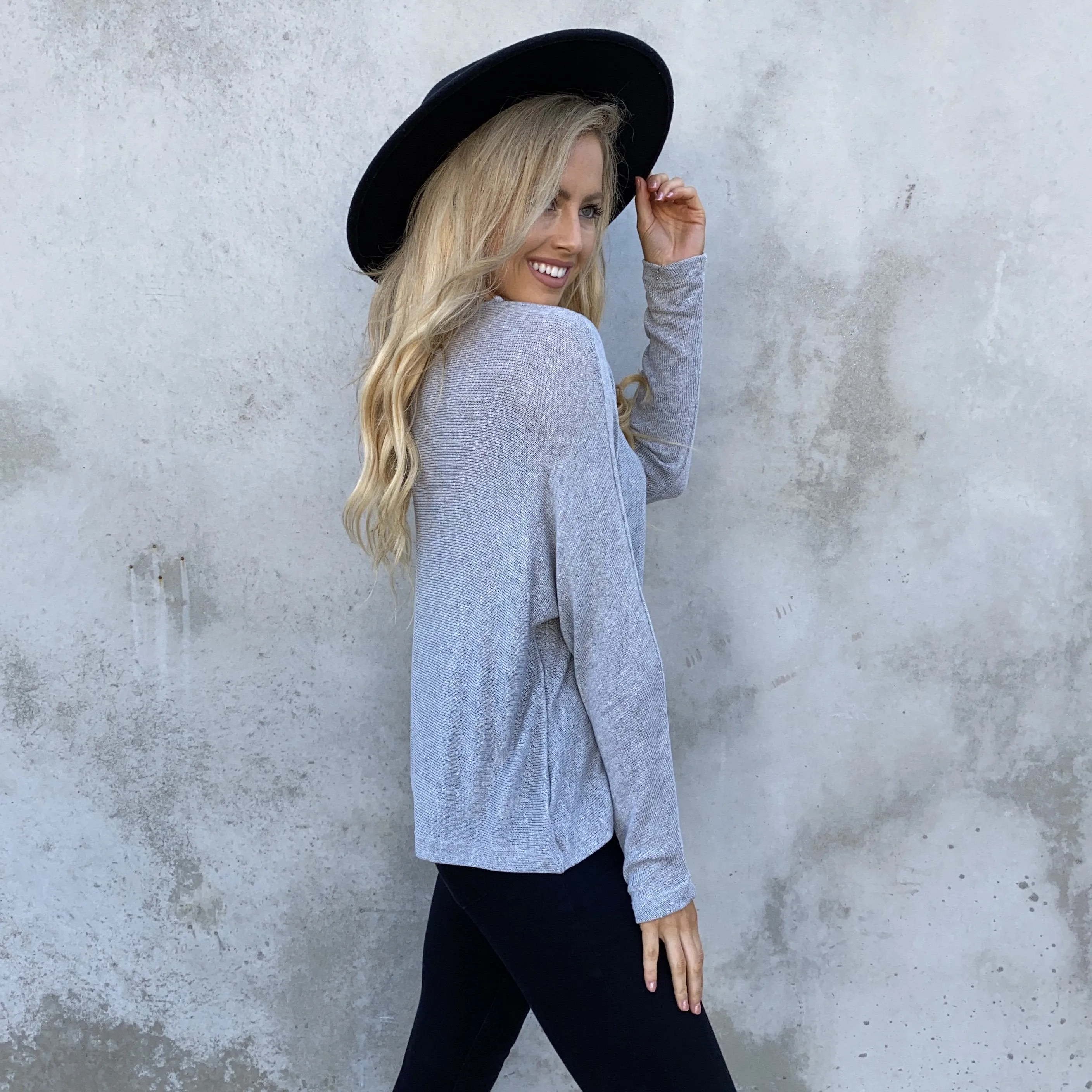 Relax Dolman Knit Grey Top