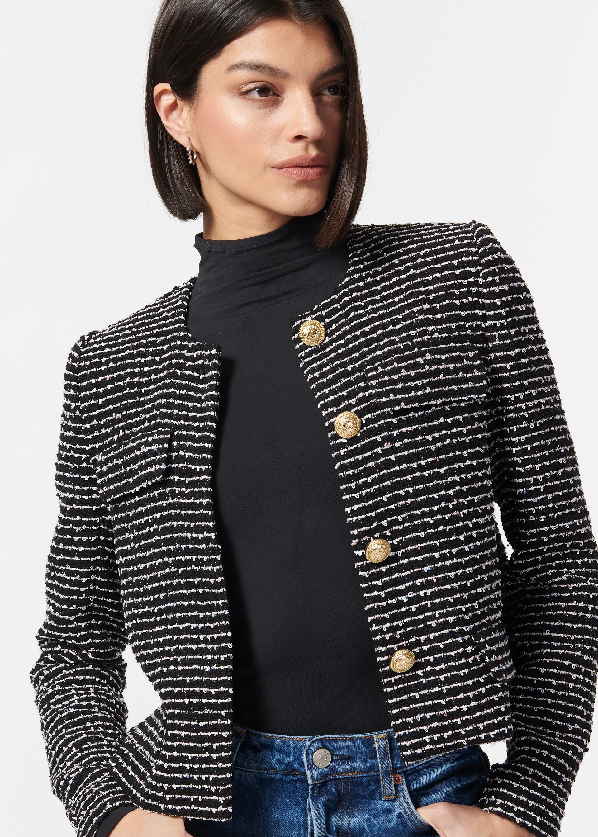 Rula Cropped Jacket Nautical Tweed