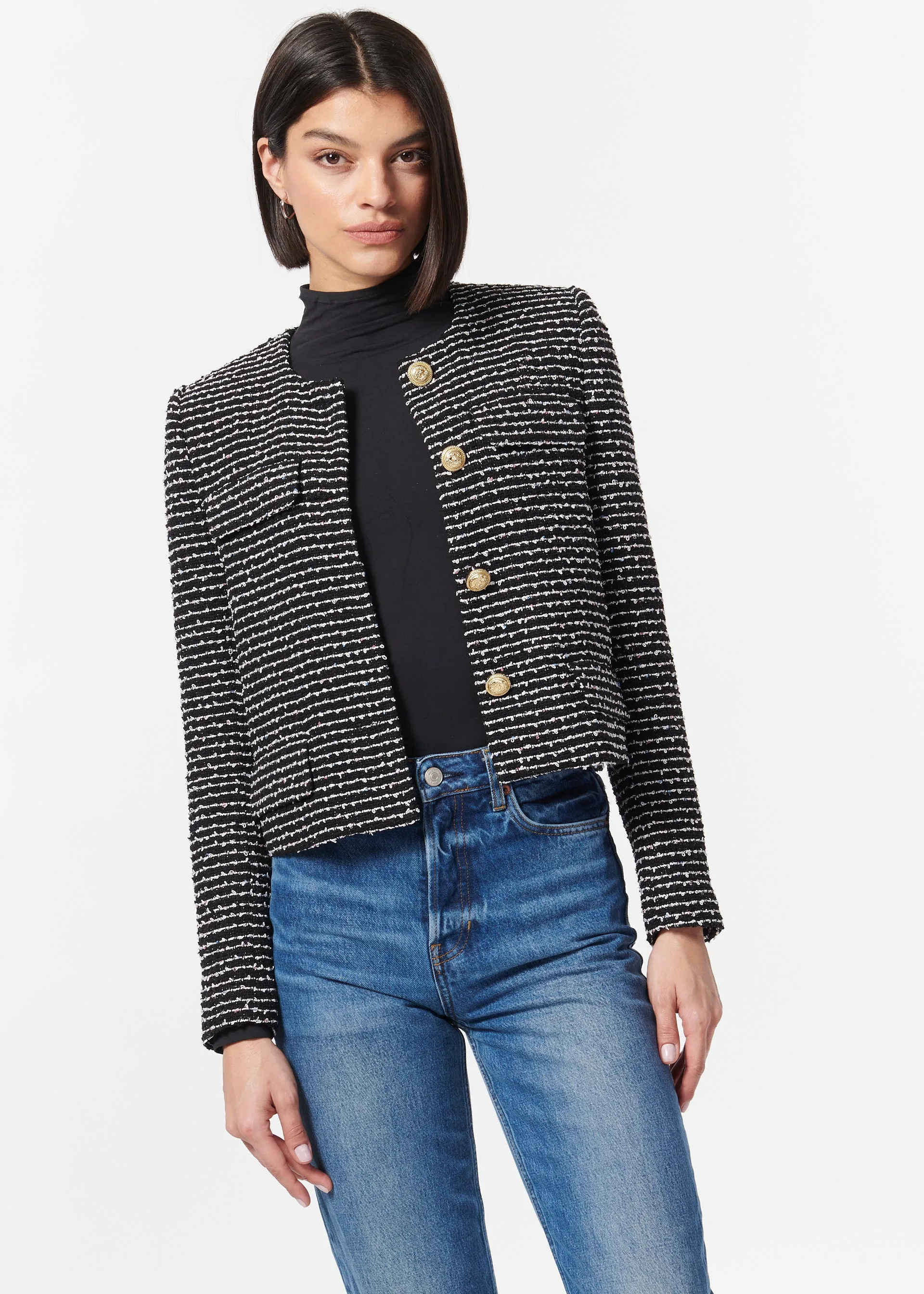 Rula Cropped Jacket Nautical Tweed