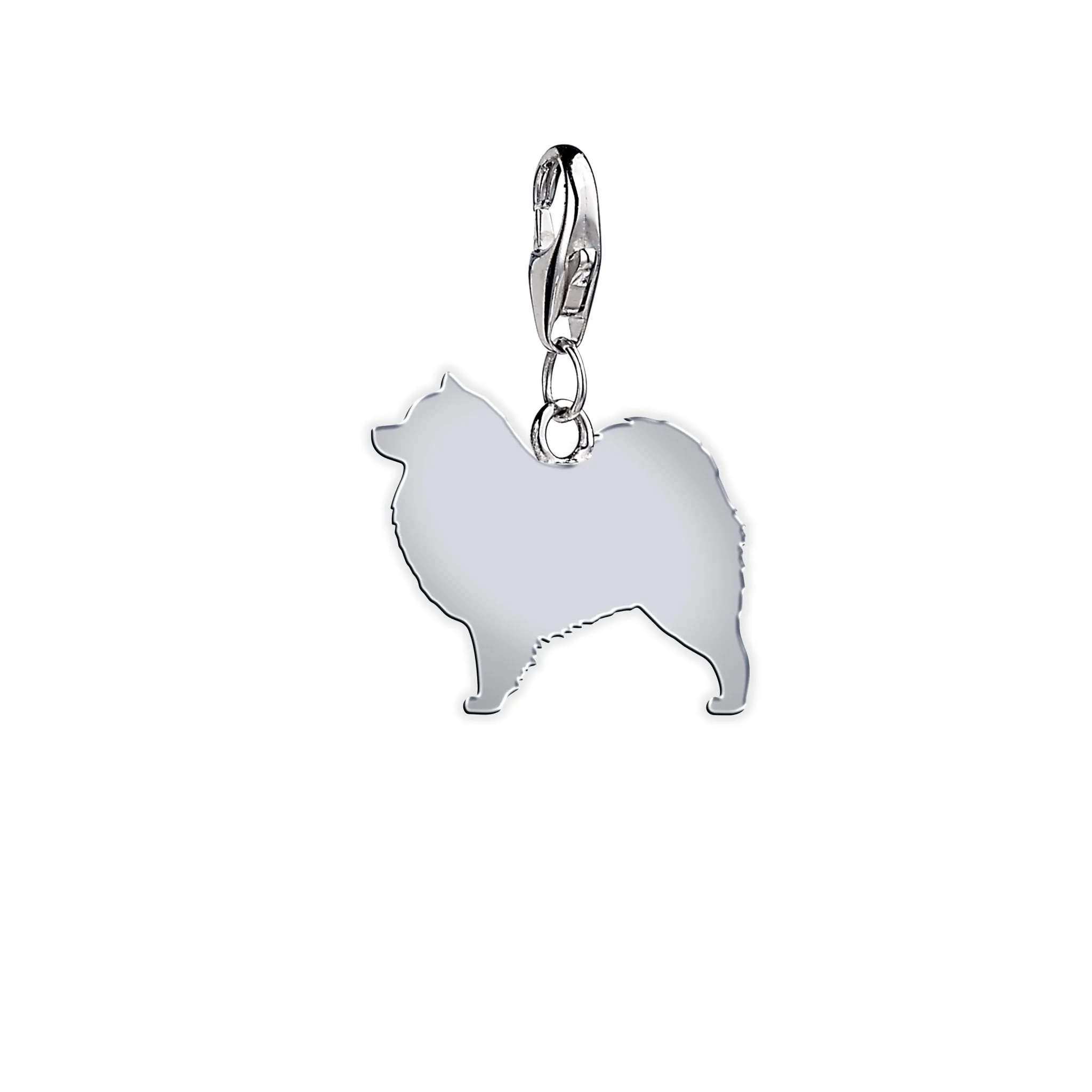 Samoyed Silhouette Silver Charm