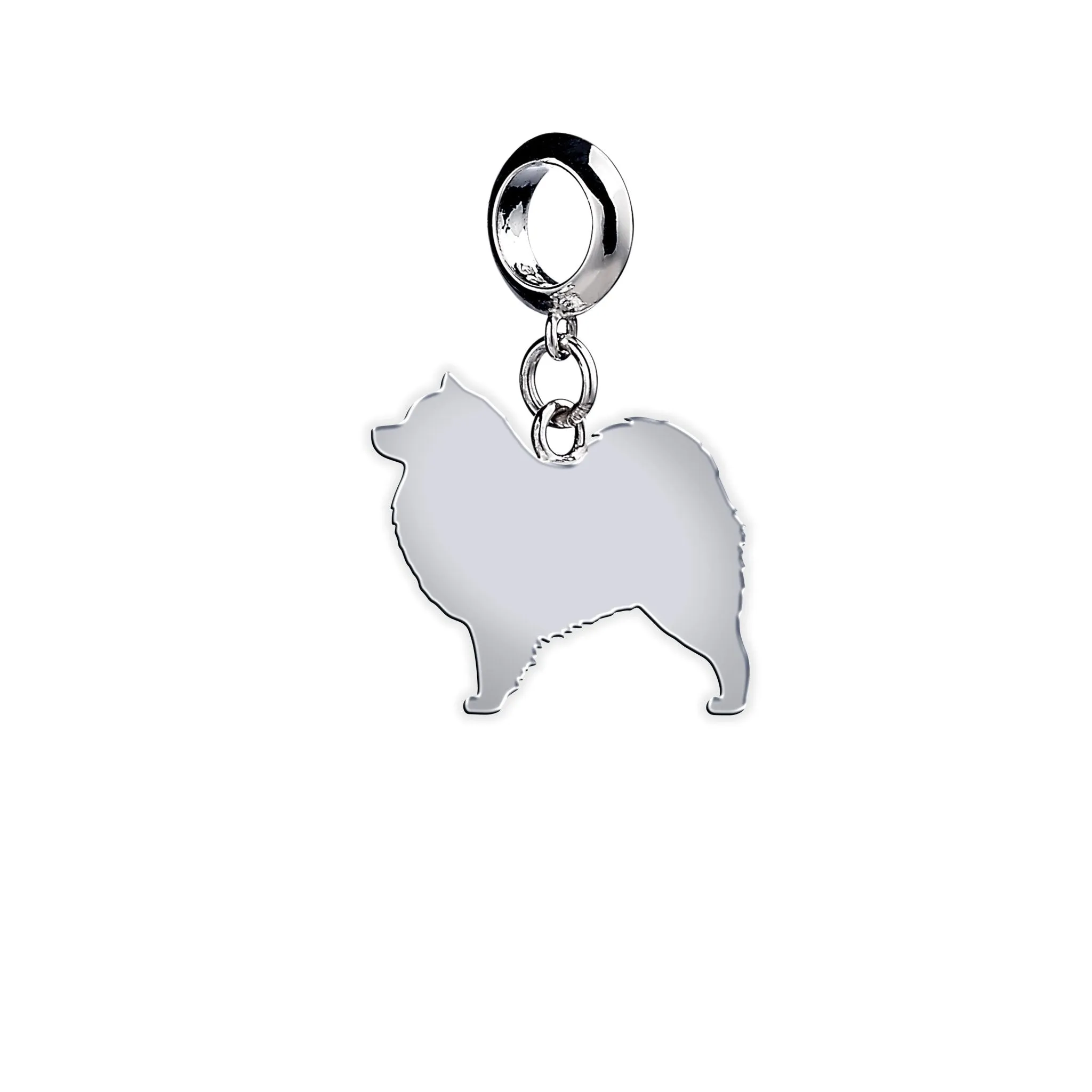 Samoyed Silhouette Silver Charm