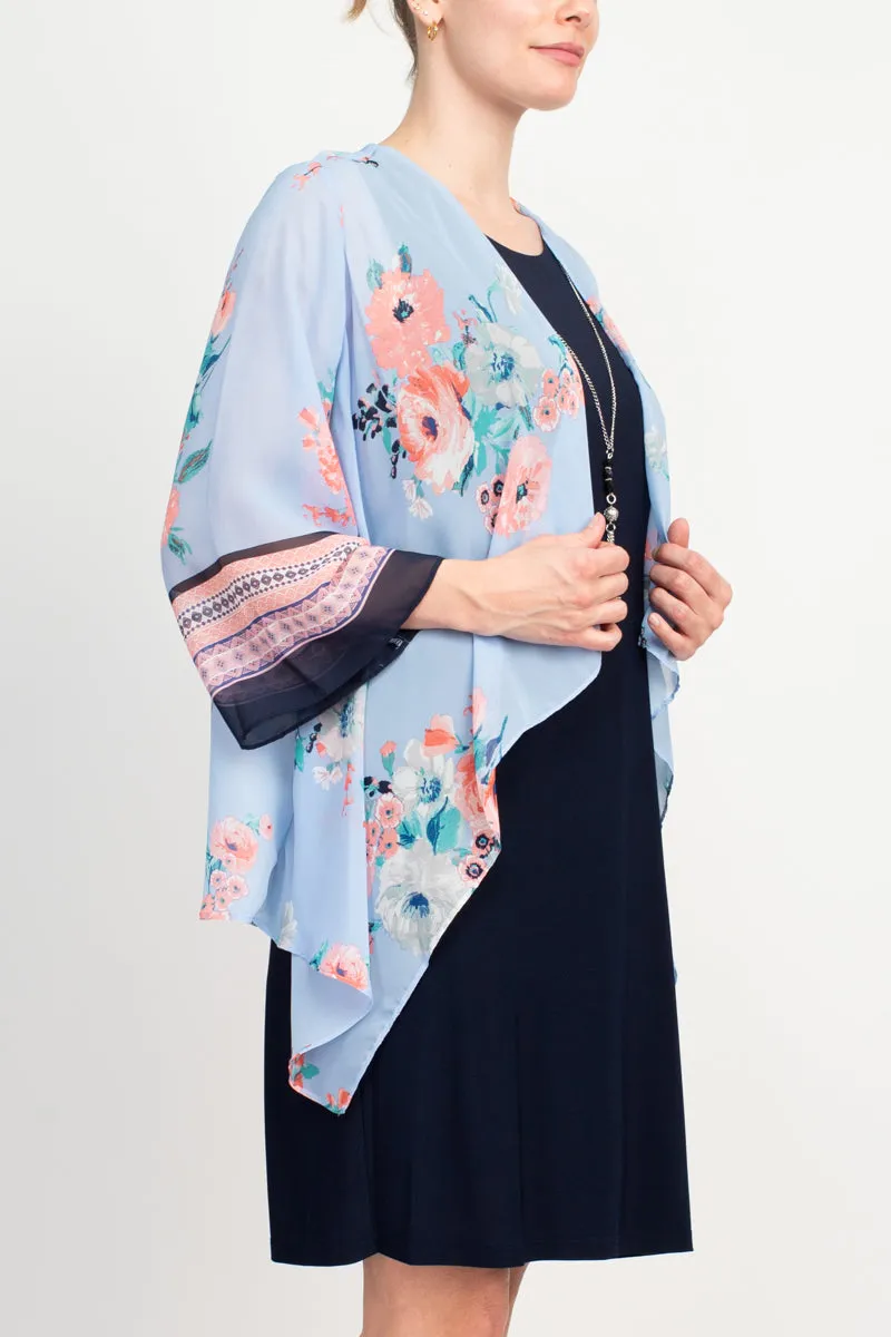 Sandra Darren Chiffon Knit Floral Kimono Jacket Dress