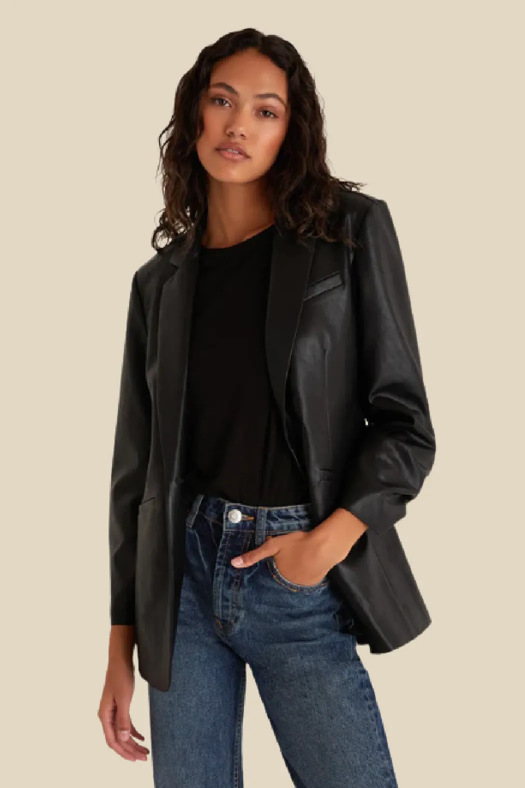 Sanelle Faux Leather Blazer