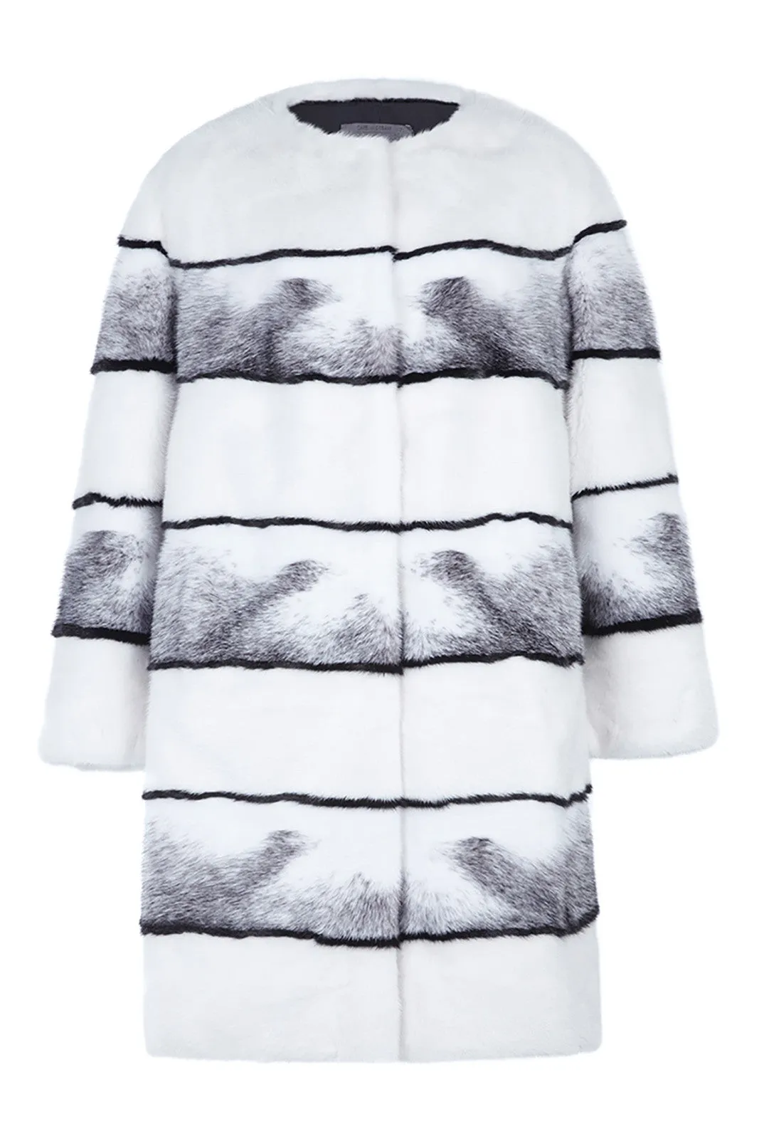 Sarah Long (100cm) Striped Mink Fur Coat