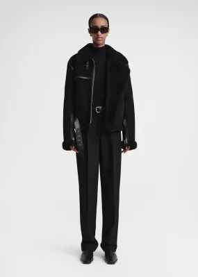 Shearling aviator jacket black