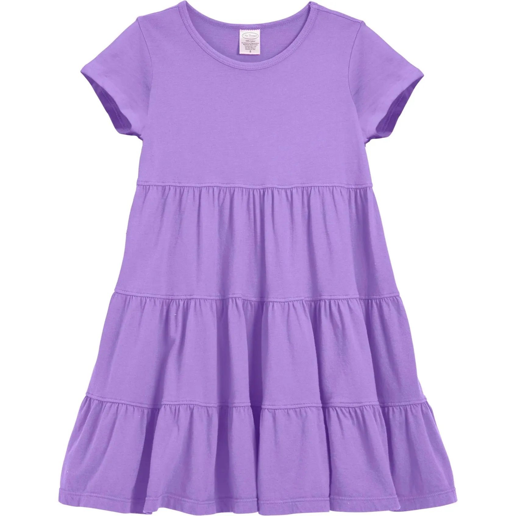 Short Sleeve Tiered Dress - Purple (2T)