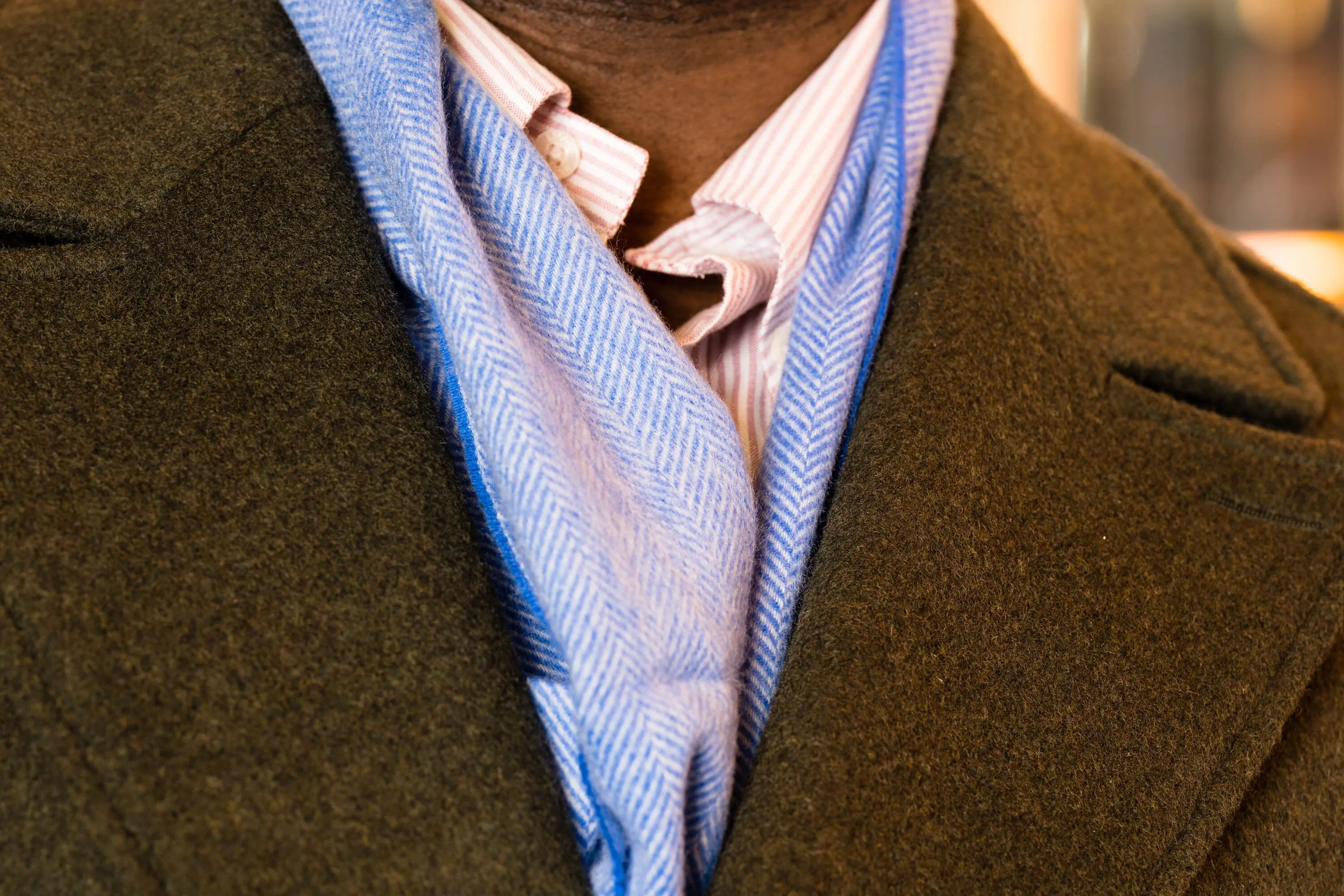 Sky Blue Herringbone Cashmere Scarf