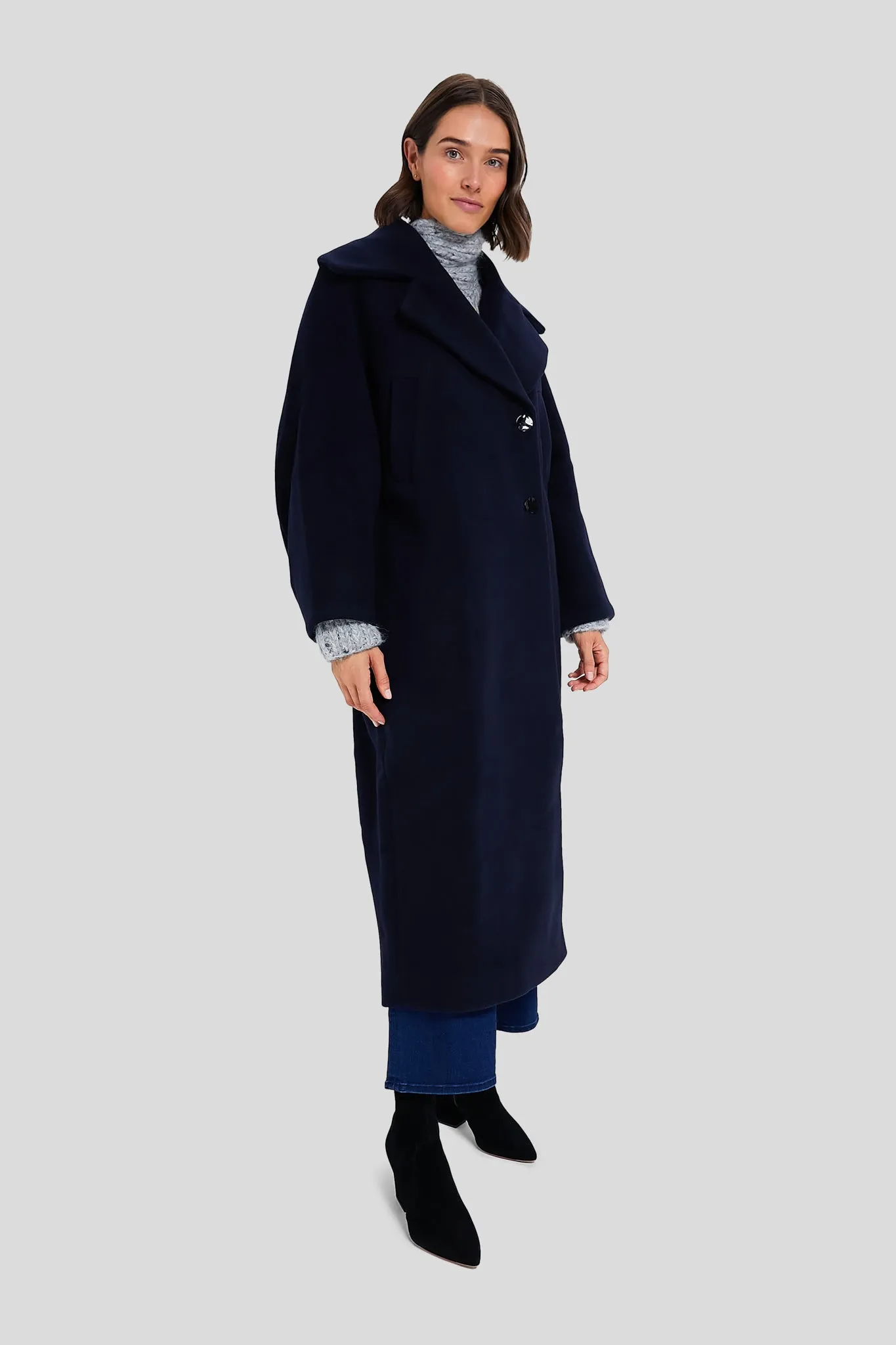 Sky Captain Boiled Wool Large Collar Coat