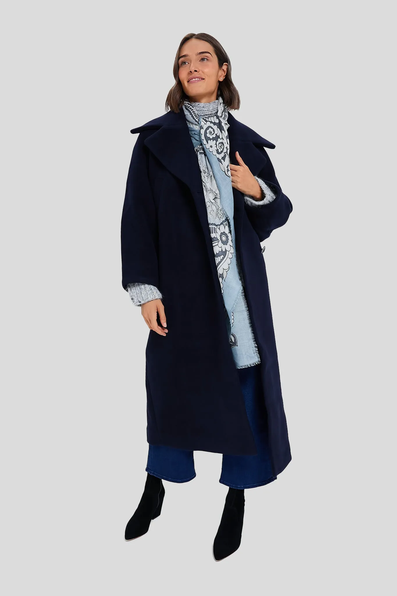 Sky Captain Boiled Wool Large Collar Coat