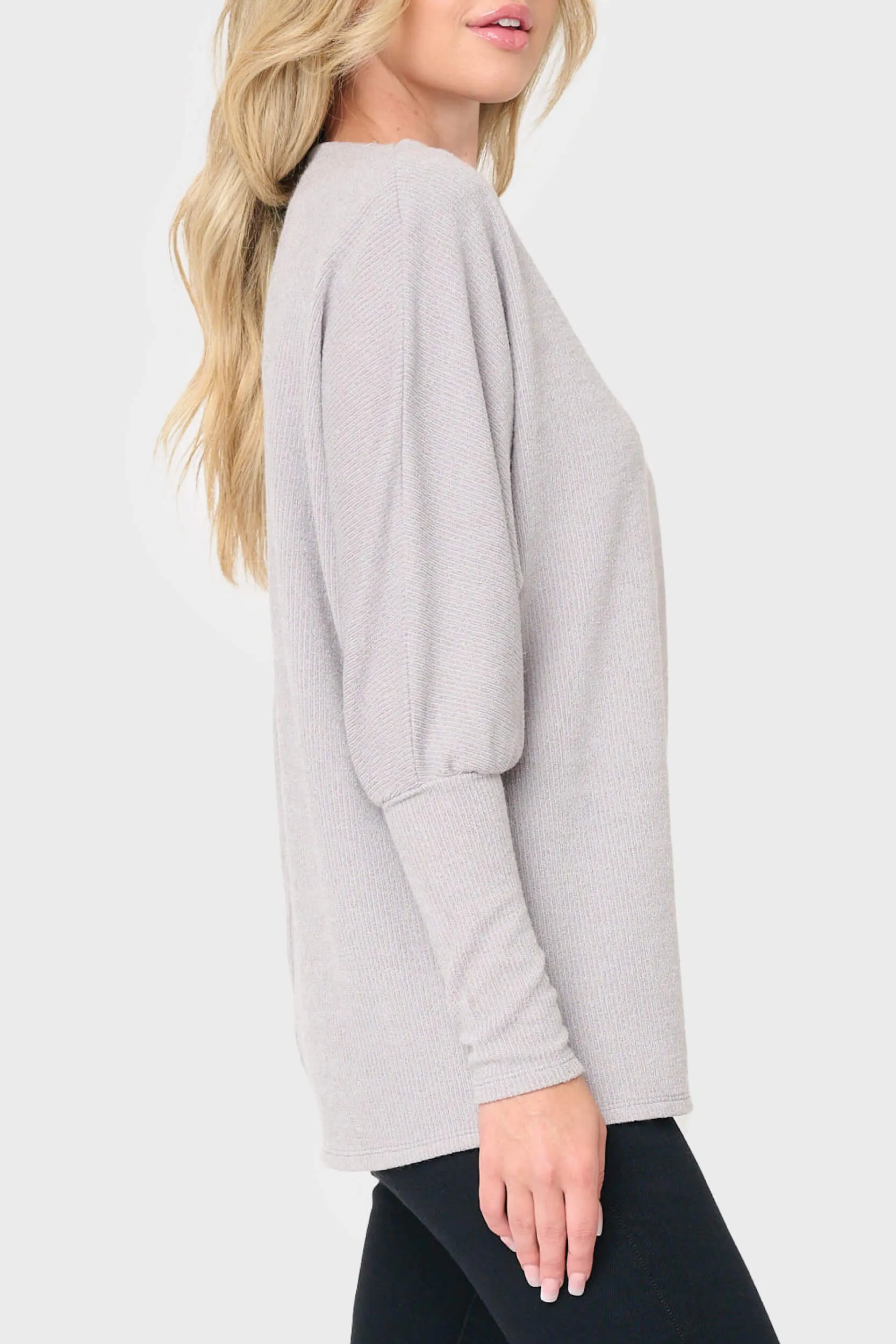 Slouchy Knit Chenille Open Neck Sweater