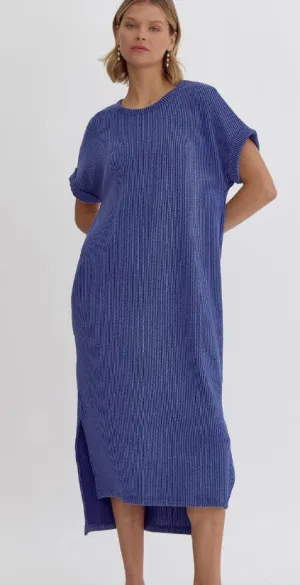 Slouchy Ribbed Midi - Indigo