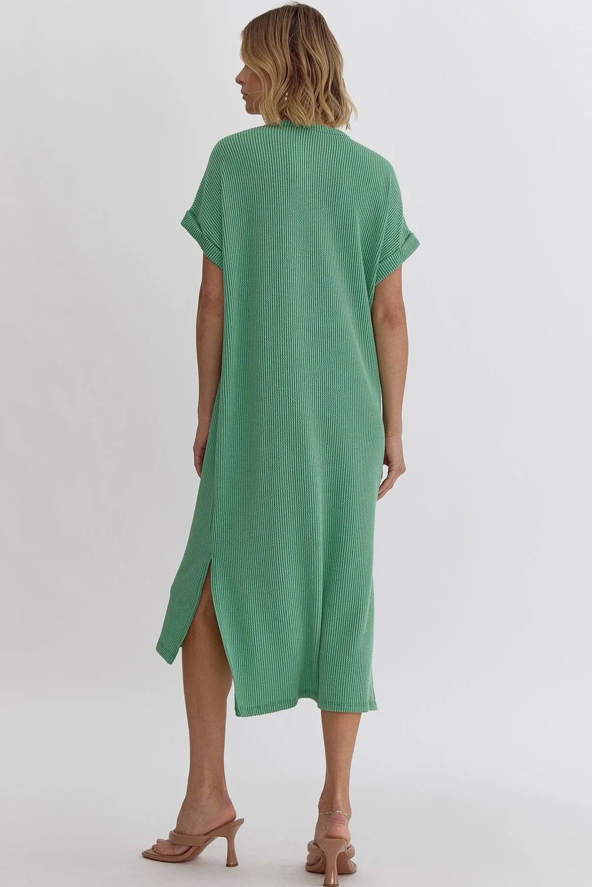 Slouchy Ribbed Midi - Jade