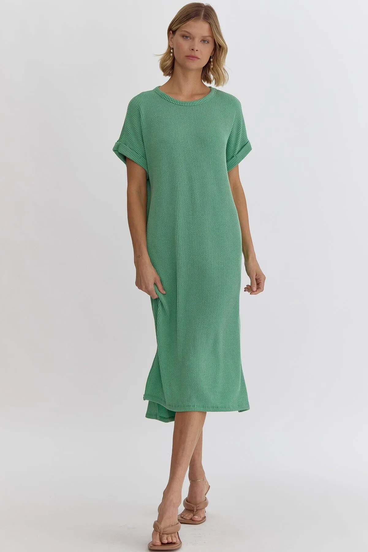 Slouchy Ribbed Midi - Jade