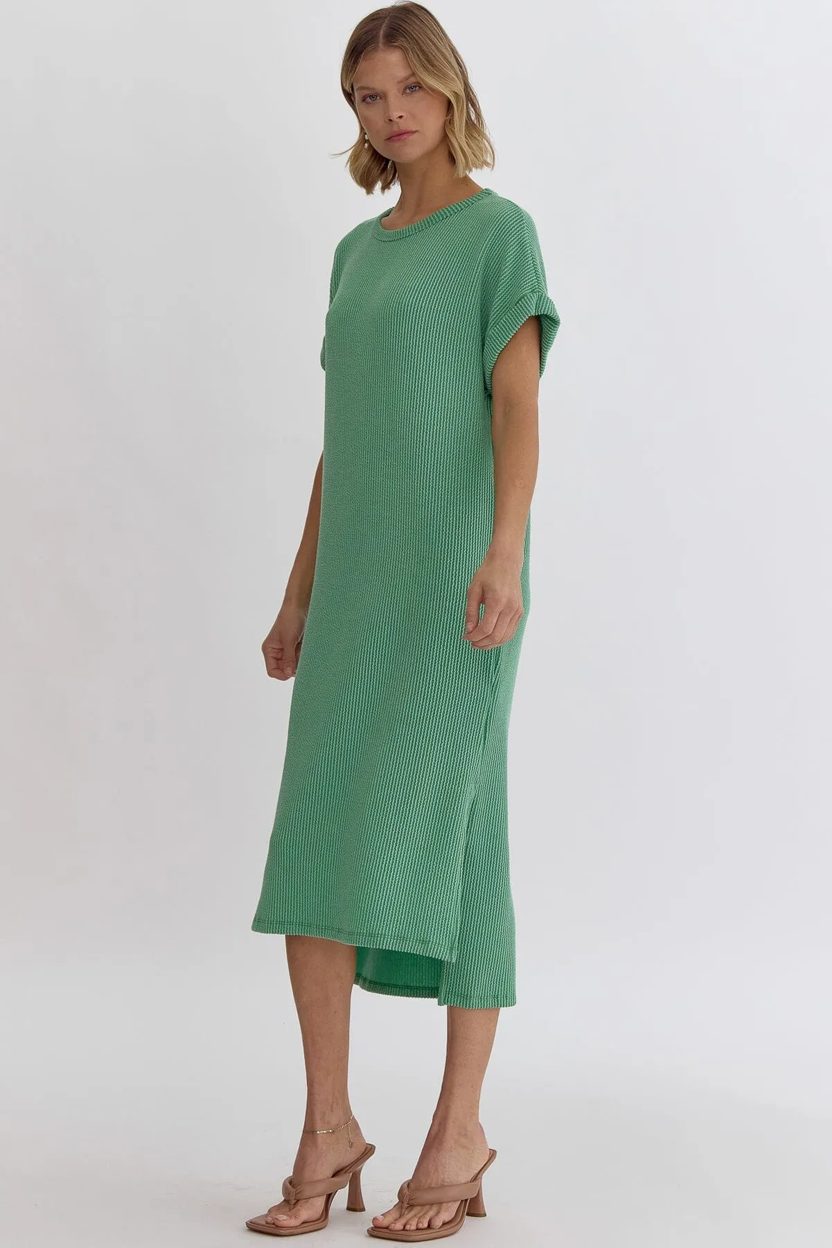 Slouchy Ribbed Midi - Jade