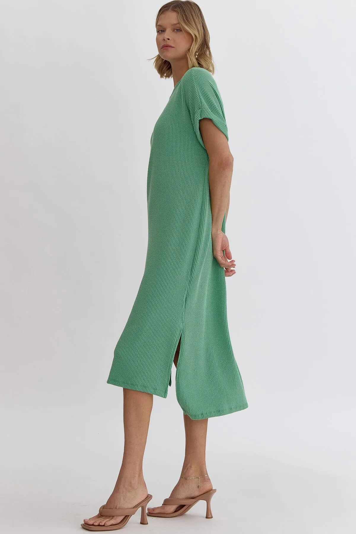 Slouchy Ribbed Midi - Jade