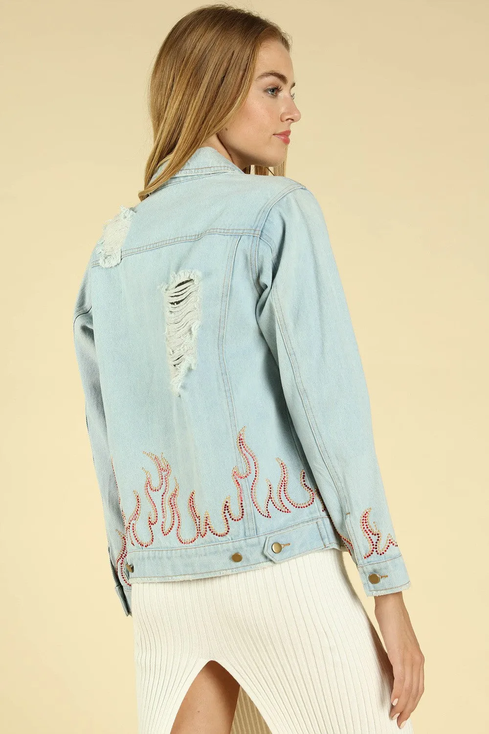 Some Like it Hot Distressed Denim Jacket, Denim