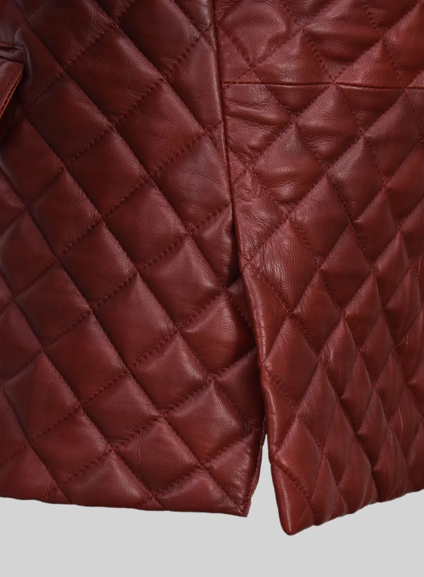 Spanish Red Bocelli Quilted Tuxedo Leather Blazer