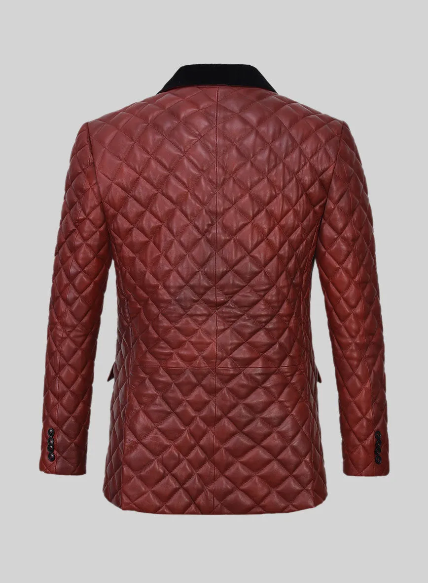 Spanish Red Bocelli Quilted Tuxedo Leather Blazer