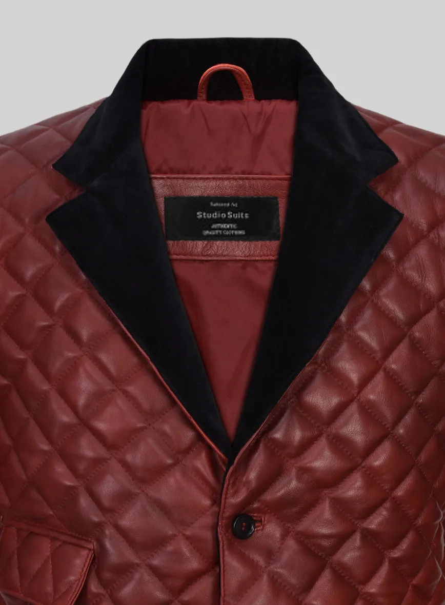 Spanish Red Bocelli Quilted Tuxedo Leather Blazer