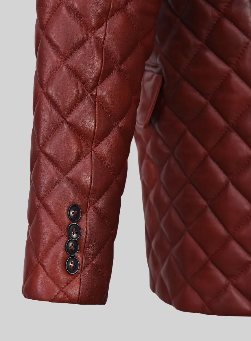 Spanish Red Bocelli Quilted Tuxedo Leather Blazer