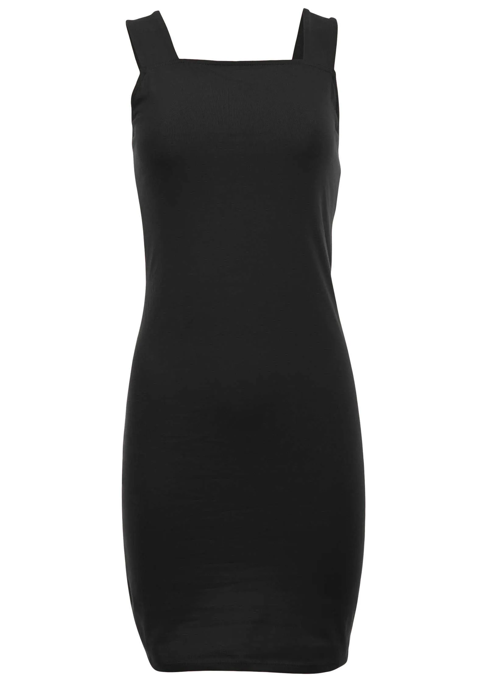 Square Neck Tank Dress - Black