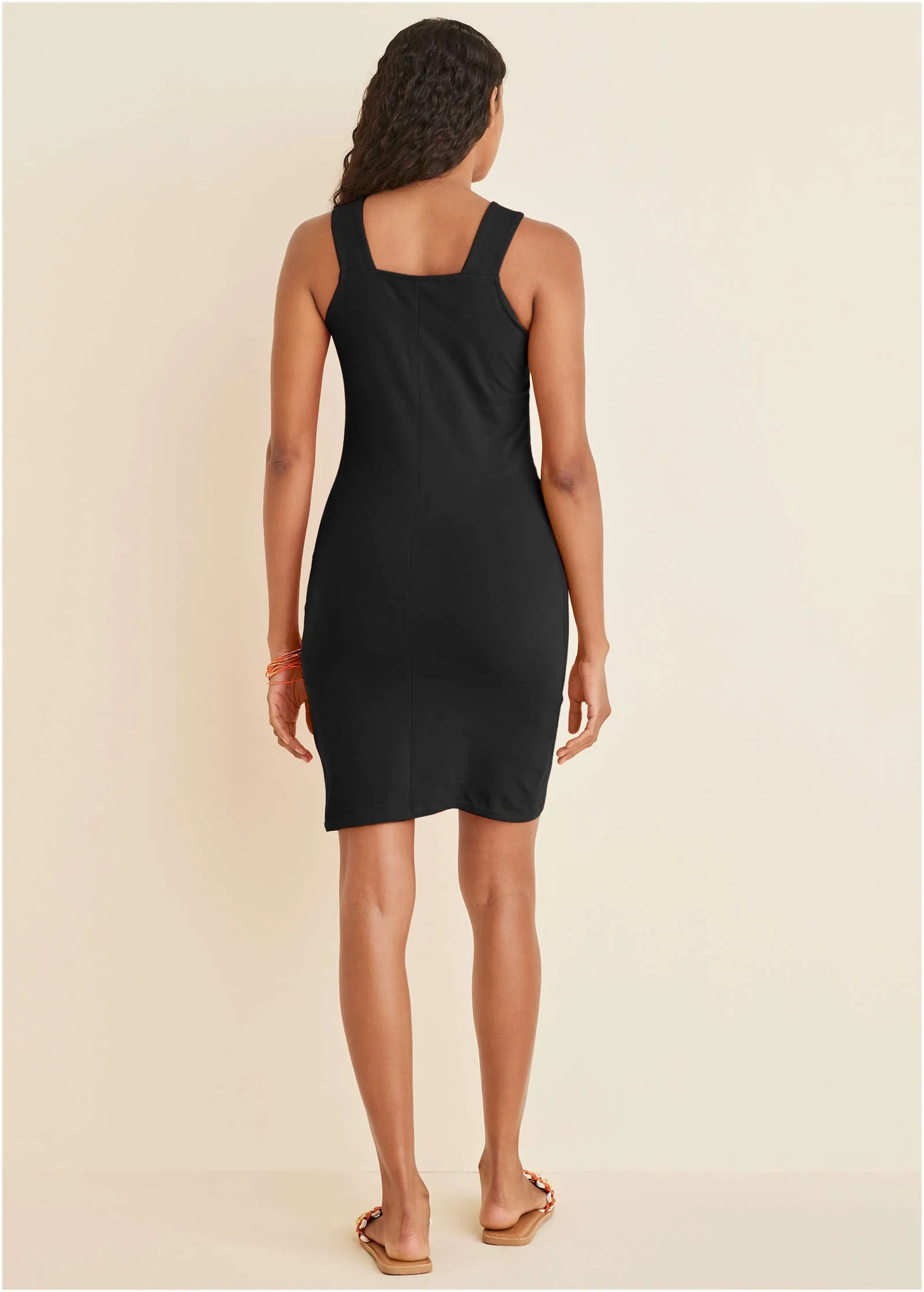 Square Neck Tank Dress - Black