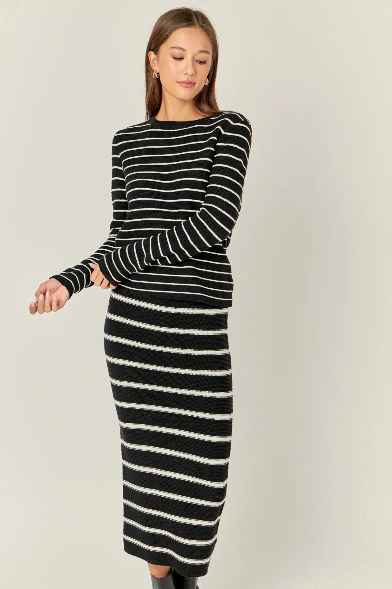 Stripe Knit Midi Skirt - Sale