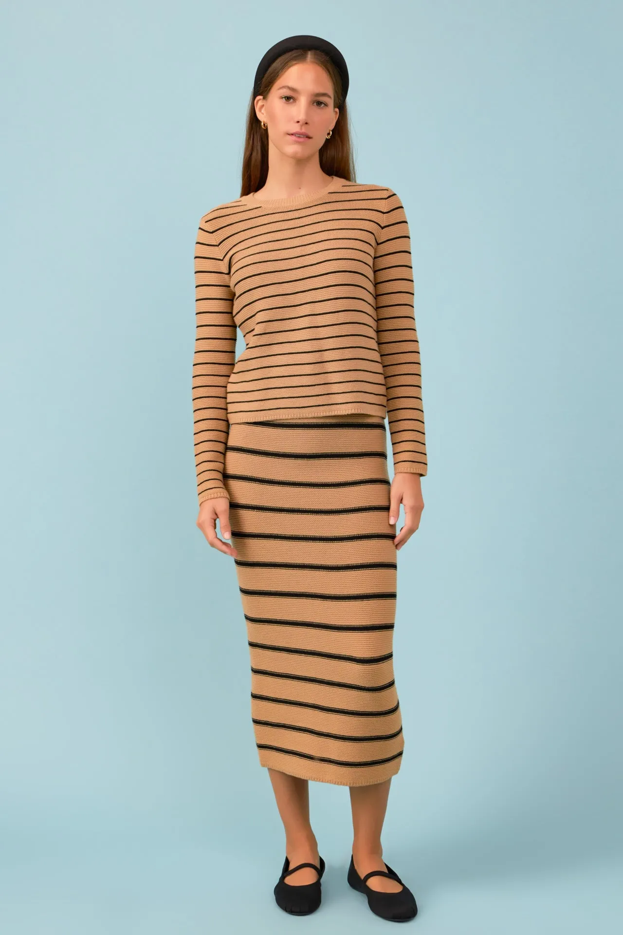 Stripe Knit Midi Skirt - Sale