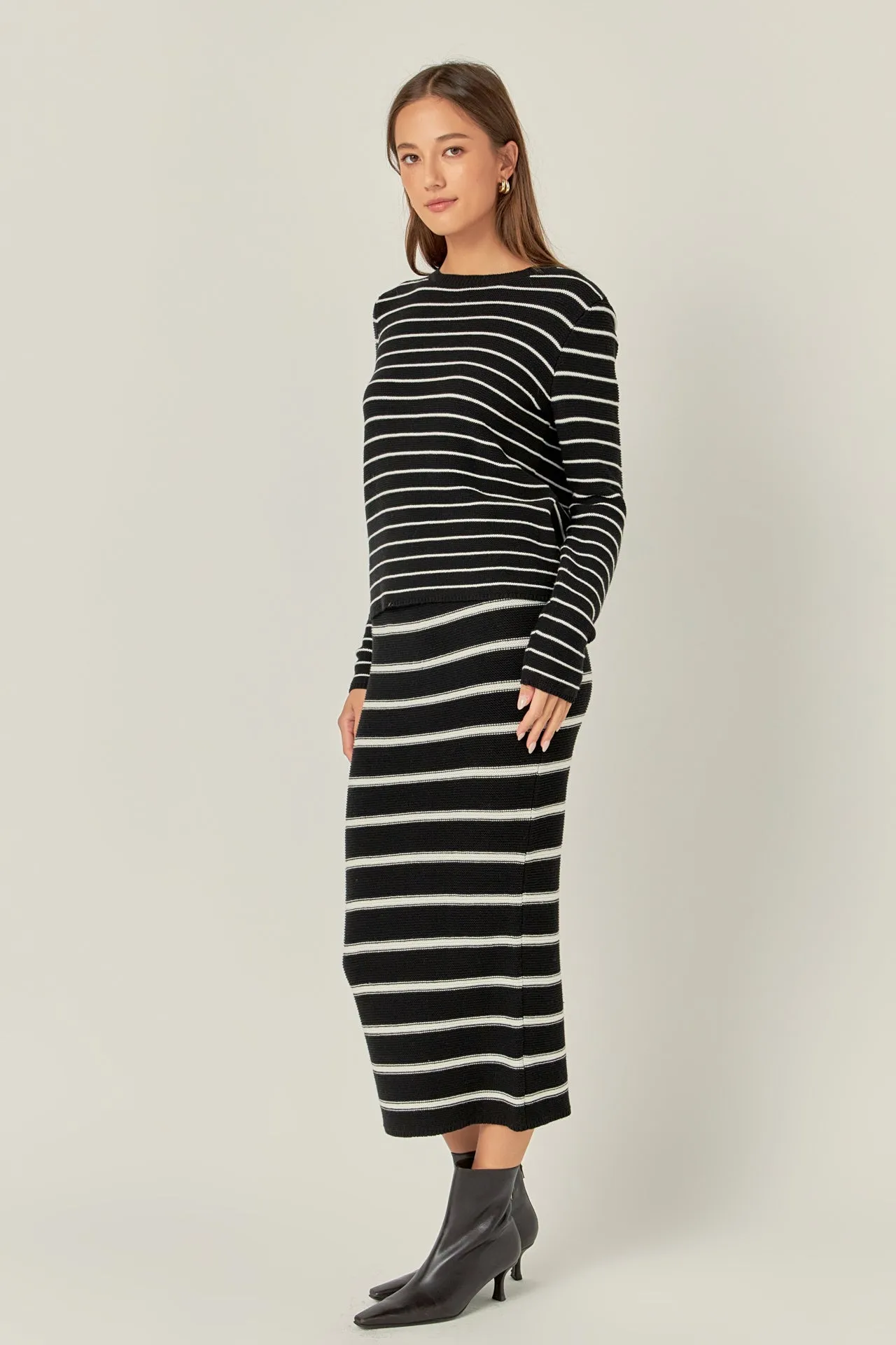 Stripe Knit Midi Skirt - Sale