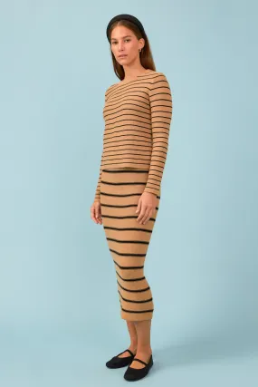 Stripe Knit Midi Skirt - Sale