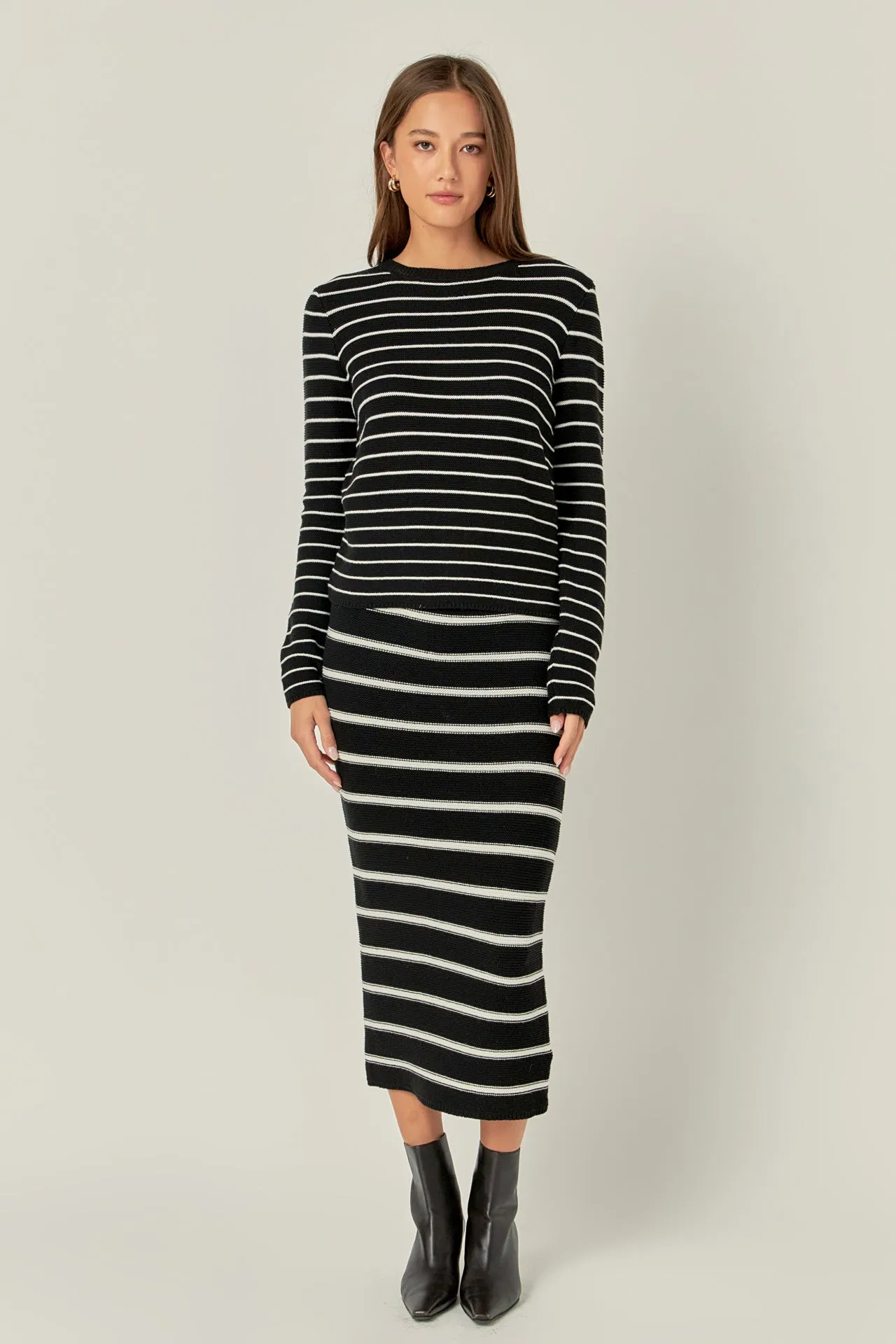 Stripe Knit Midi Skirt - Sale