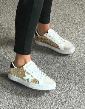 Superstar Glitter Sparkle Gold Trainers