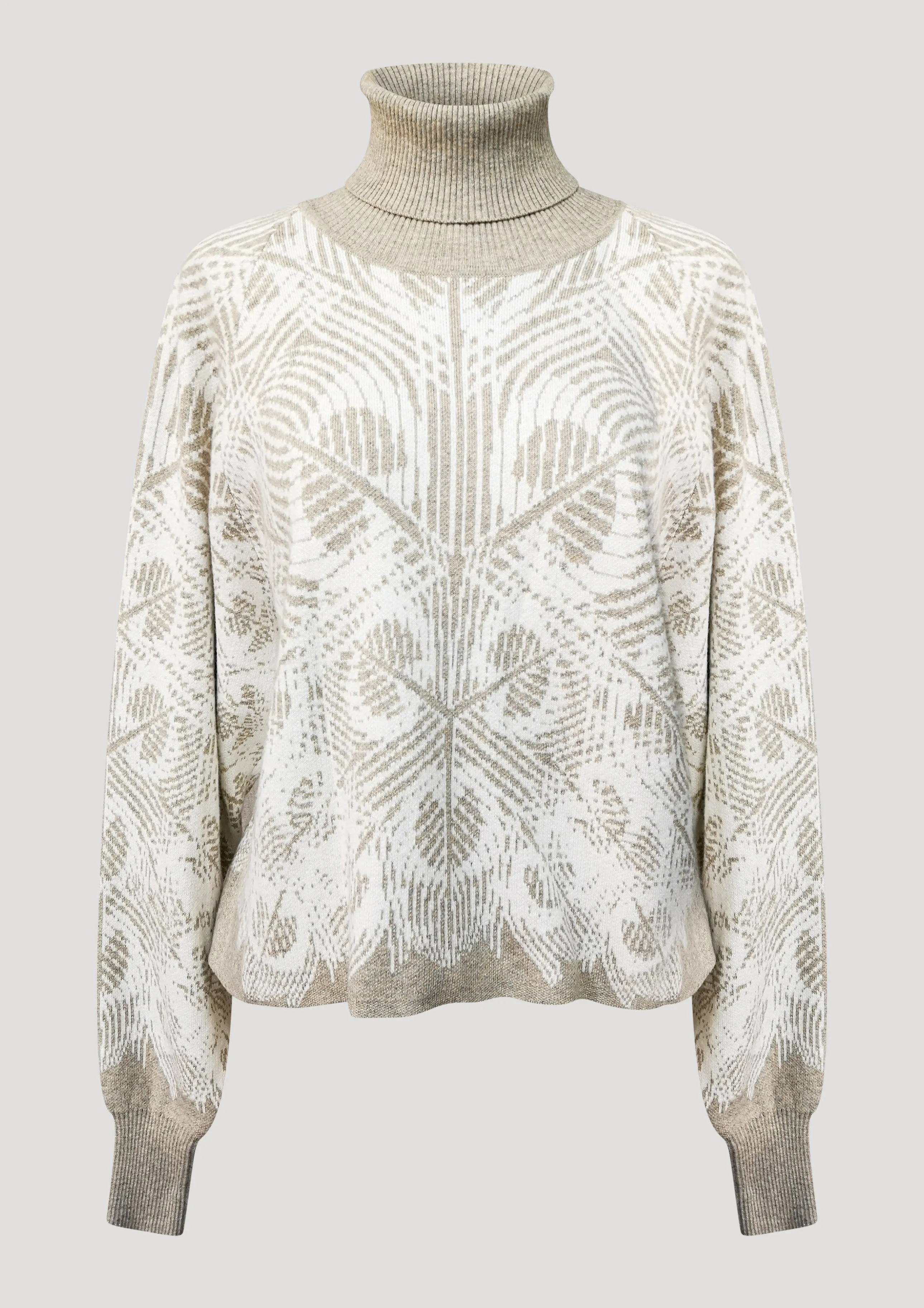 SWEATER TURTLENECK - KNIT JACQUARD beige/white