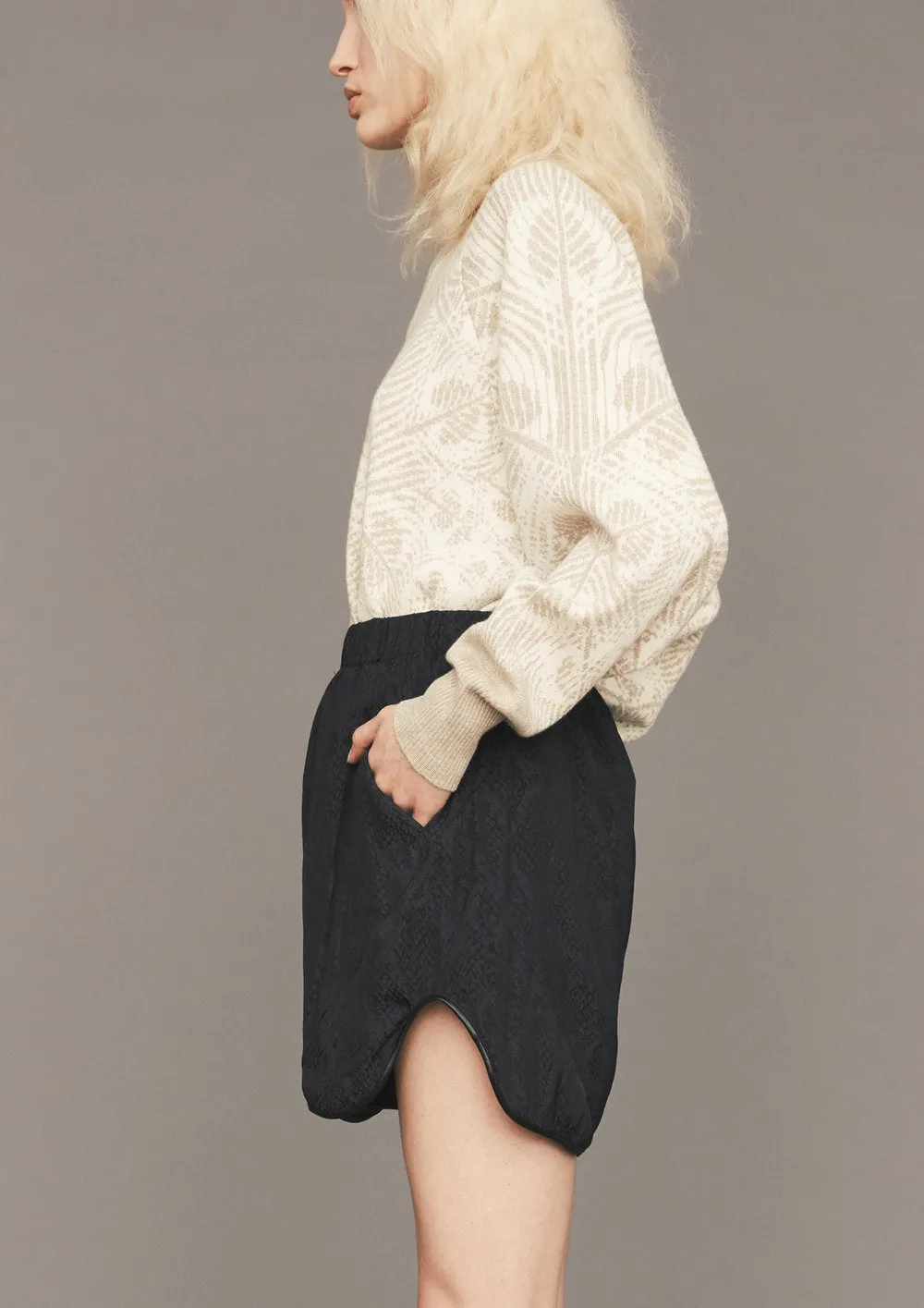 SWEATER TURTLENECK - KNIT JACQUARD beige/white