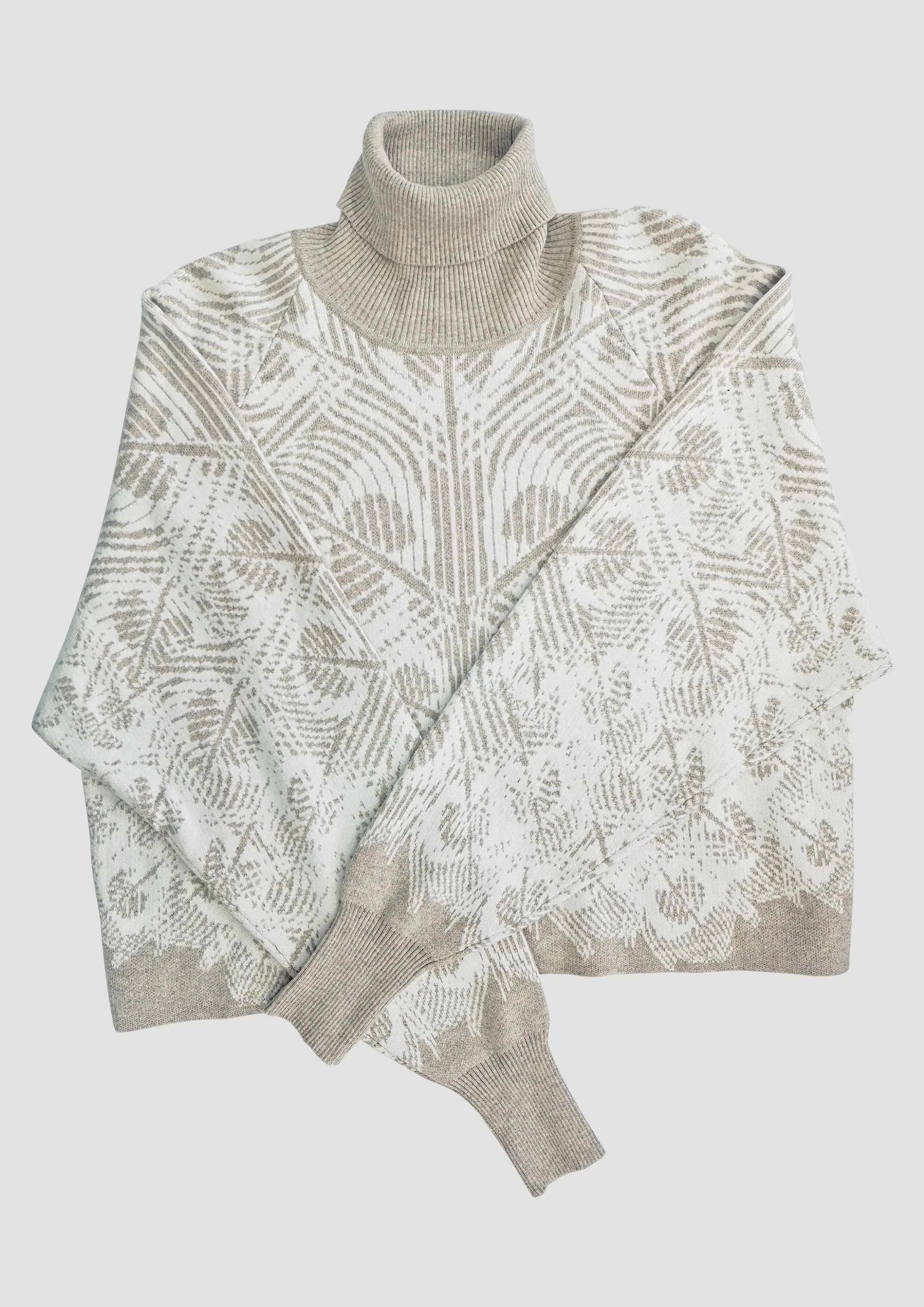 SWEATER TURTLENECK - KNIT JACQUARD beige/white