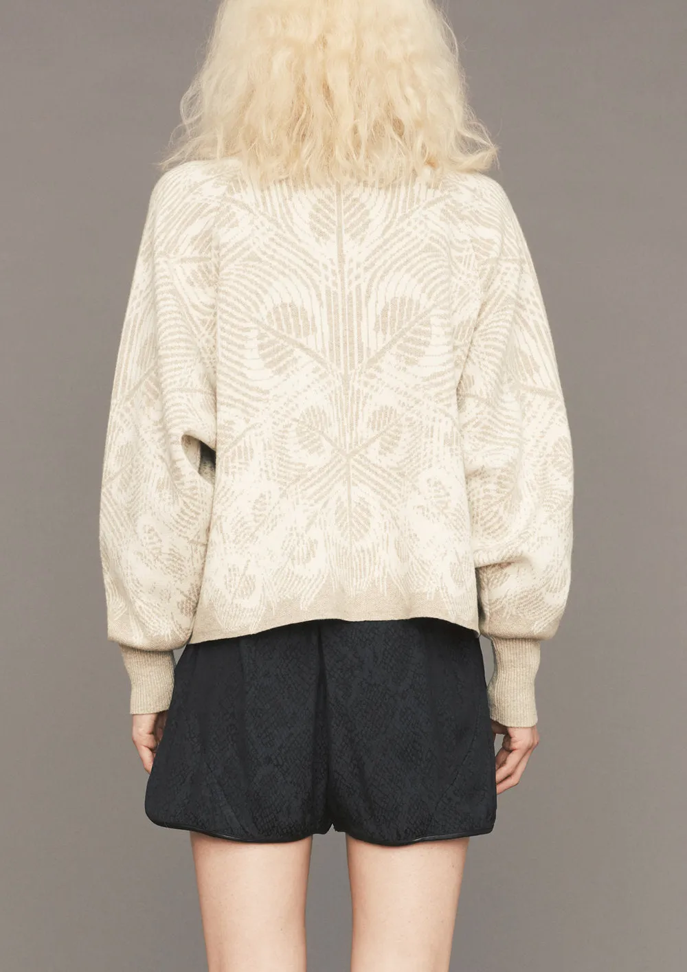 SWEATER TURTLENECK - KNIT JACQUARD beige/white