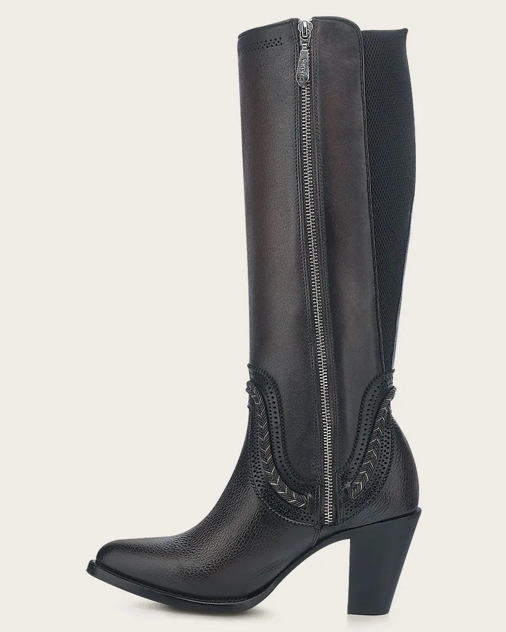 Tall elegant brown bovine boot