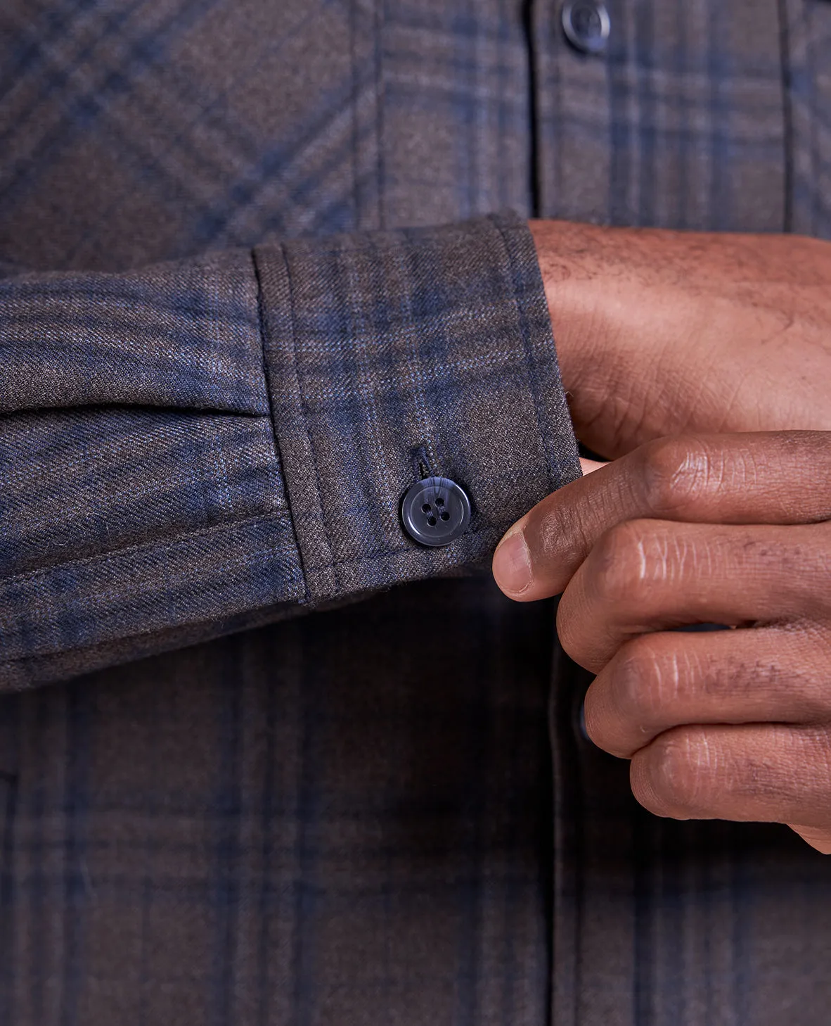 The Barrett - Wool Shirt Jacket w/Quilted Lining - Brown/Navy