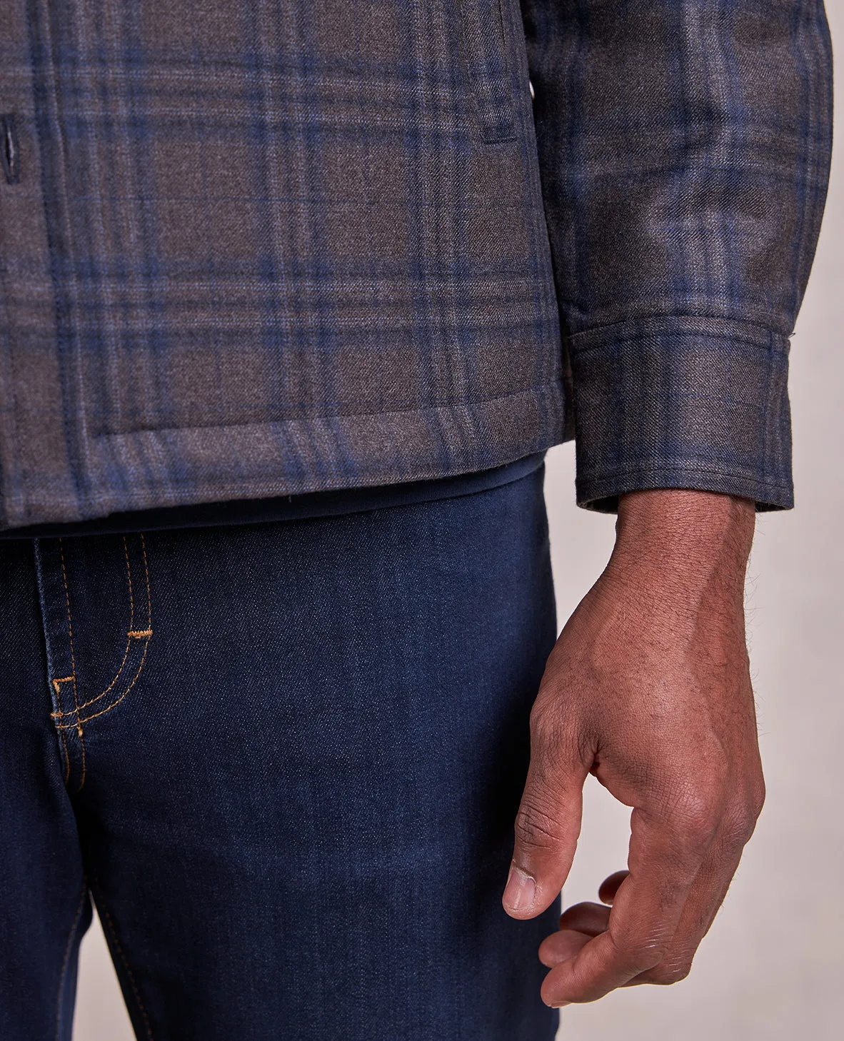 The Barrett - Wool Shirt Jacket w/Quilted Lining - Brown/Navy