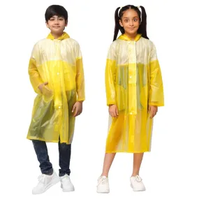 THE CLOWNFISH Drip Dude Unisex Kids Waterproof Raincoat | Adjustable Hood | Age 5-6 Years | Lemon Yellow