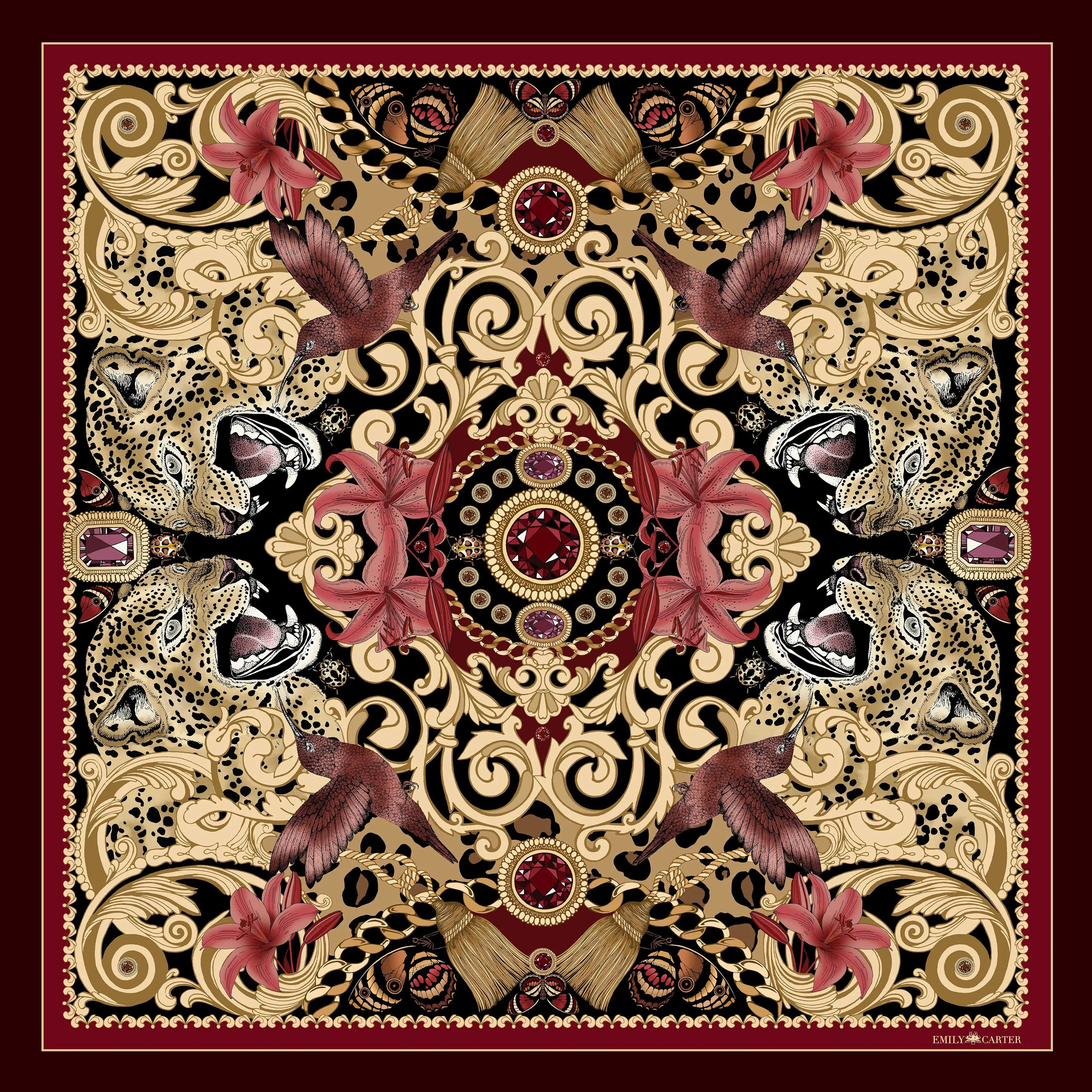 The Leopard & Ruby Silk Scarf | 90x90cm [Preorder]