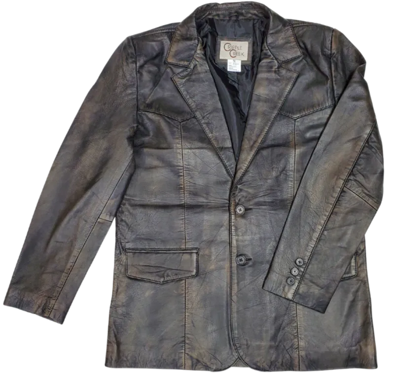 The "Carson" Distressed Brown Blazer Leather Jacket