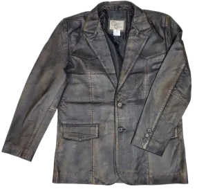 The "Carson" Distressed Brown Blazer Leather Jacket