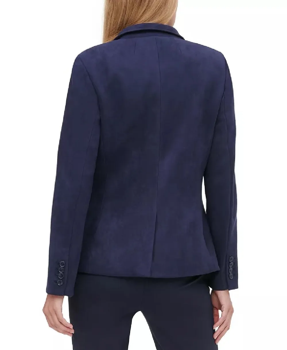 Tommy Hilfiger Women's Faux-Suede Blazer Navy Size 10