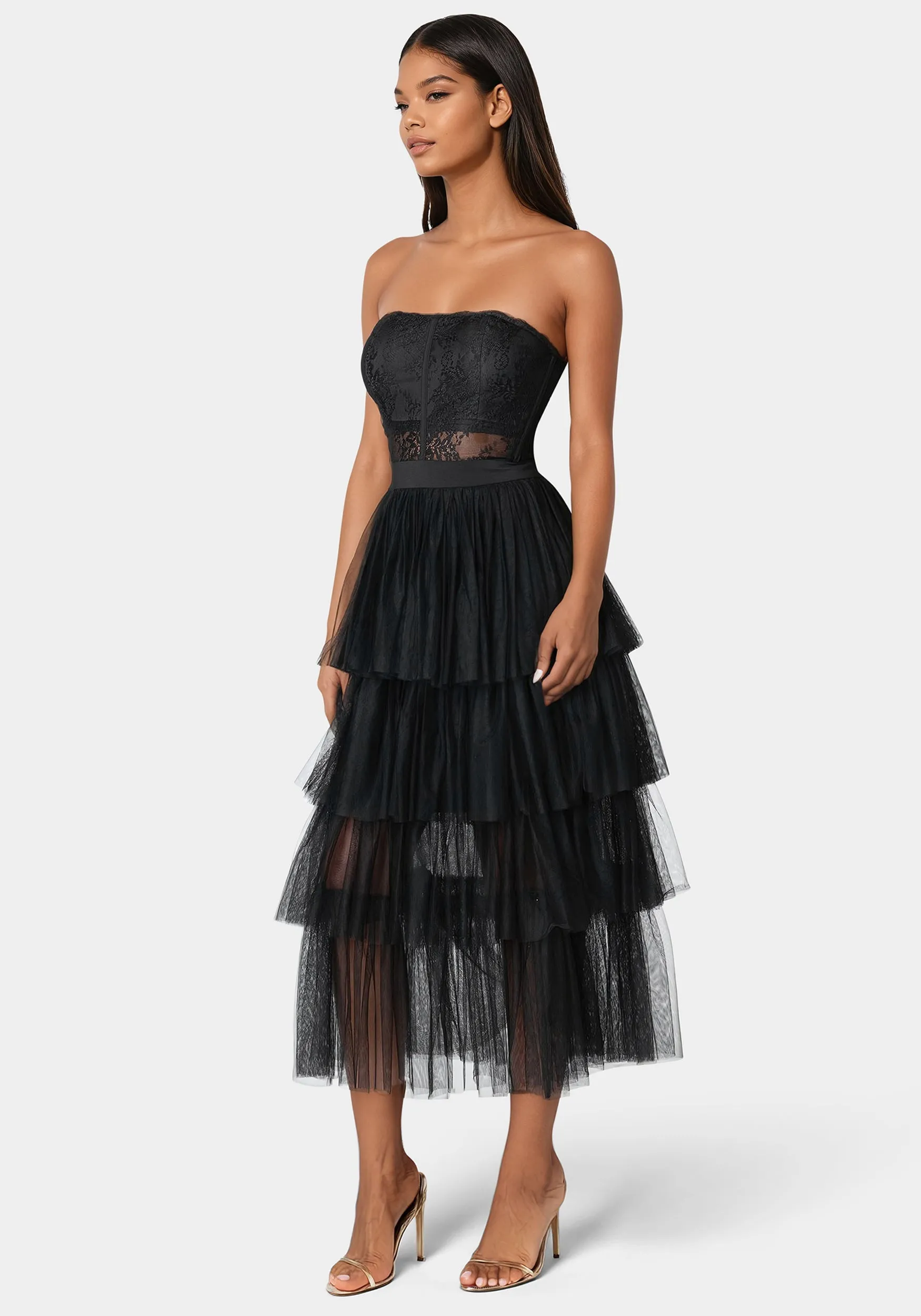 Tulle Corset Midi Dress