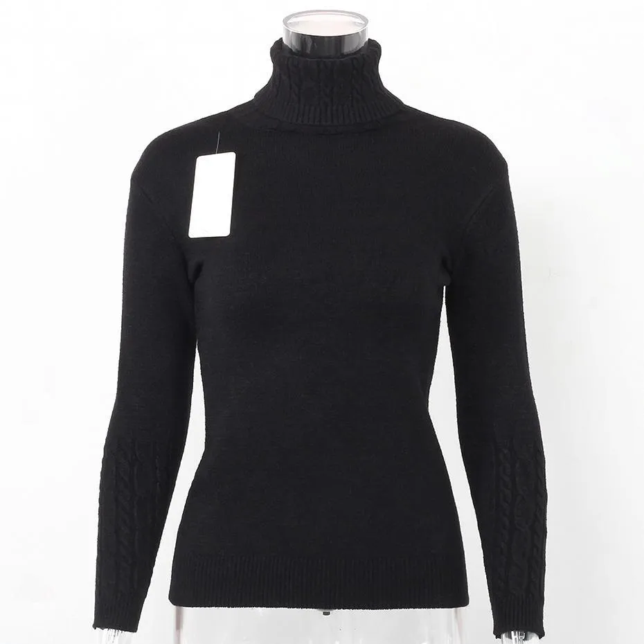 Turtleneck Knitted Slim Long Sleeve Sweater