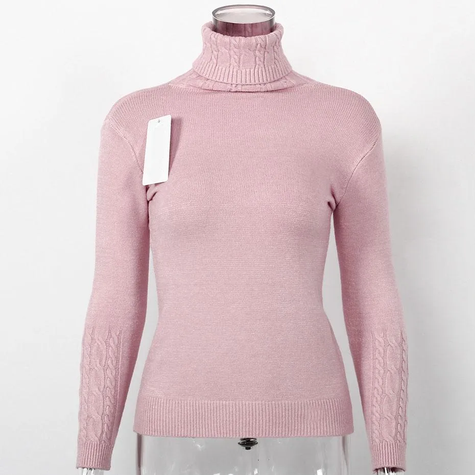 Turtleneck Knitted Slim Long Sleeve Sweater