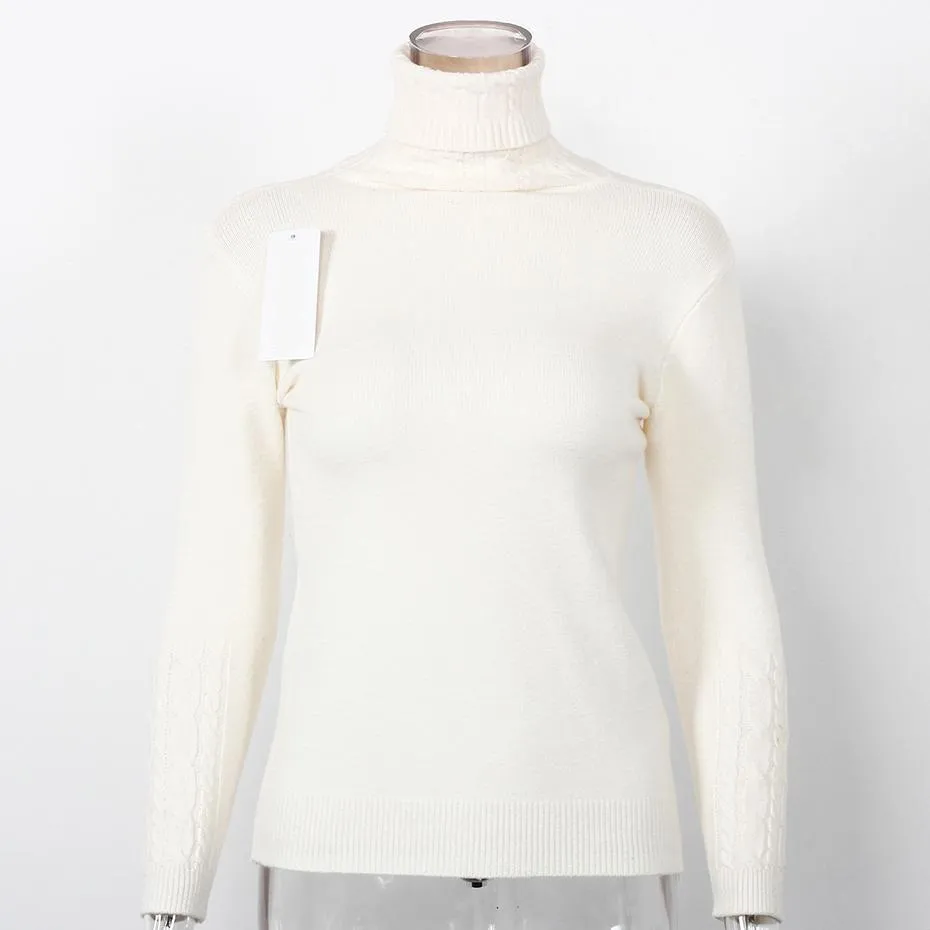 Turtleneck Knitted Slim Long Sleeve Sweater