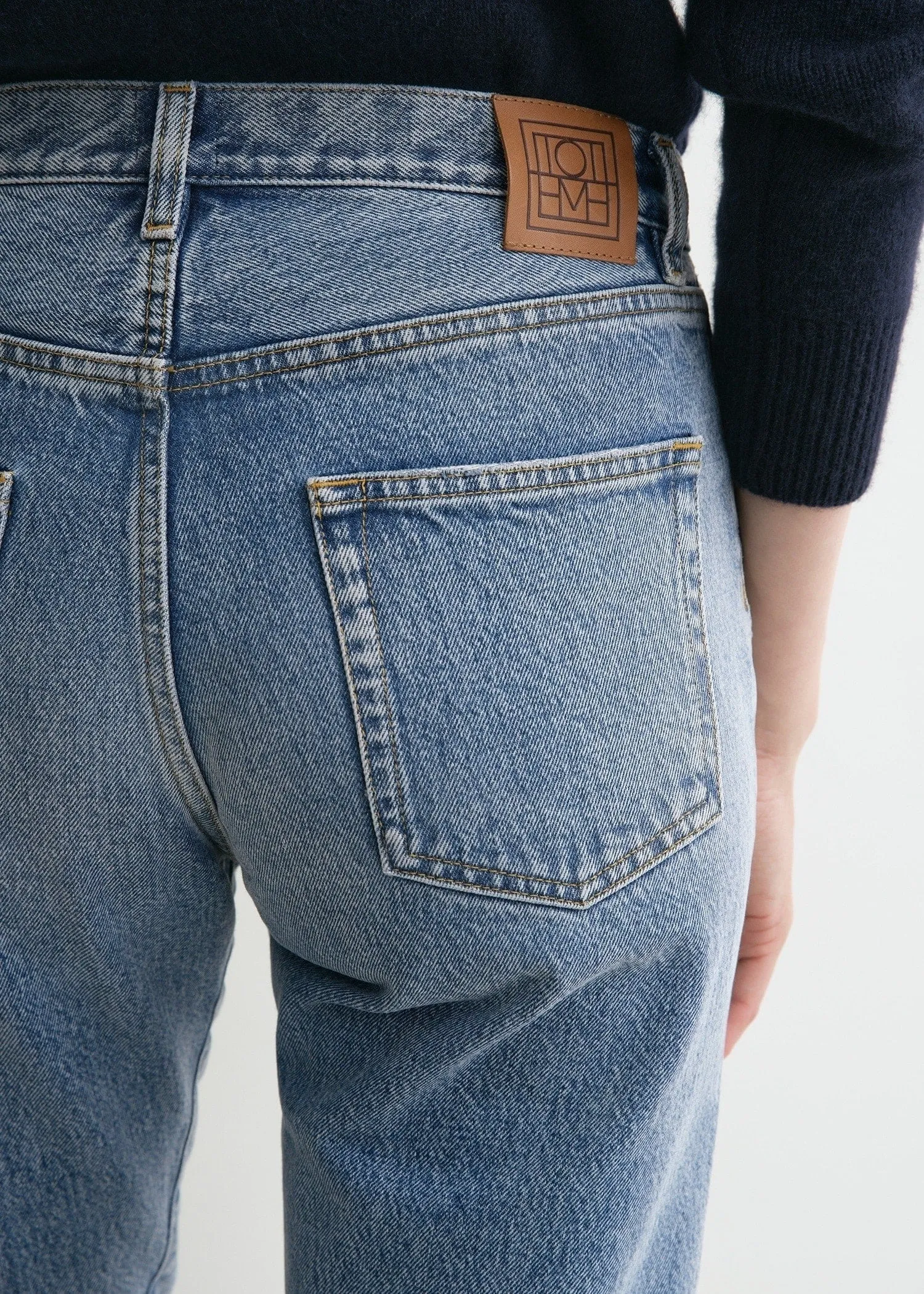 Twisted seam denim worn blue